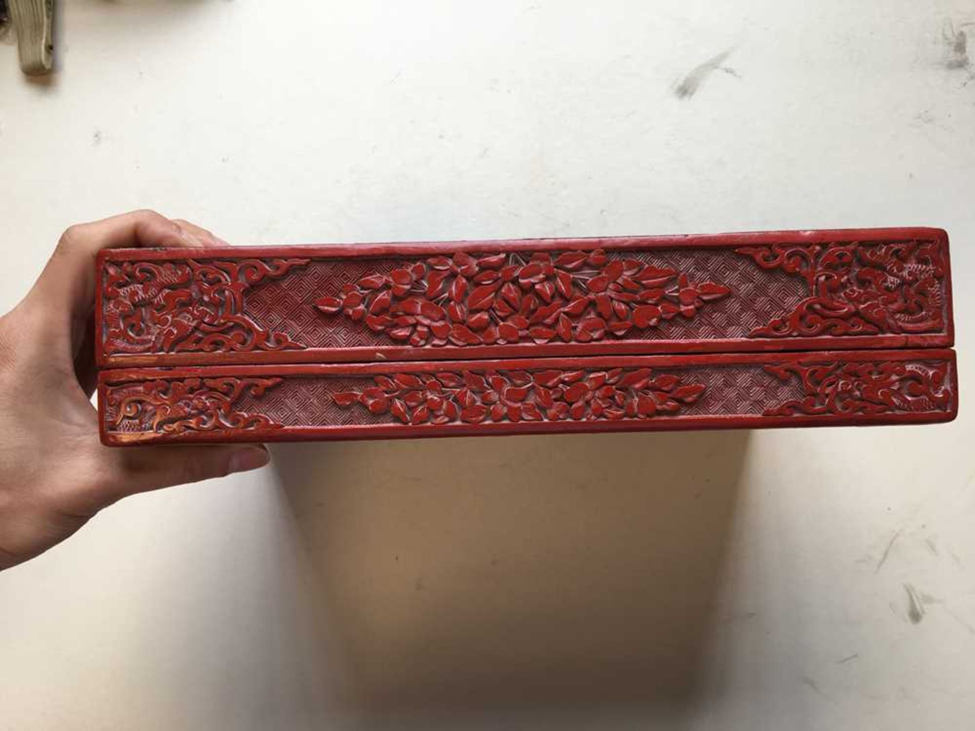 CARVED CINNABAR LACQUER RECTANGULAR BOX AND COVER QING DYNASTY, 19TH CENTURY - Image 10 of 16