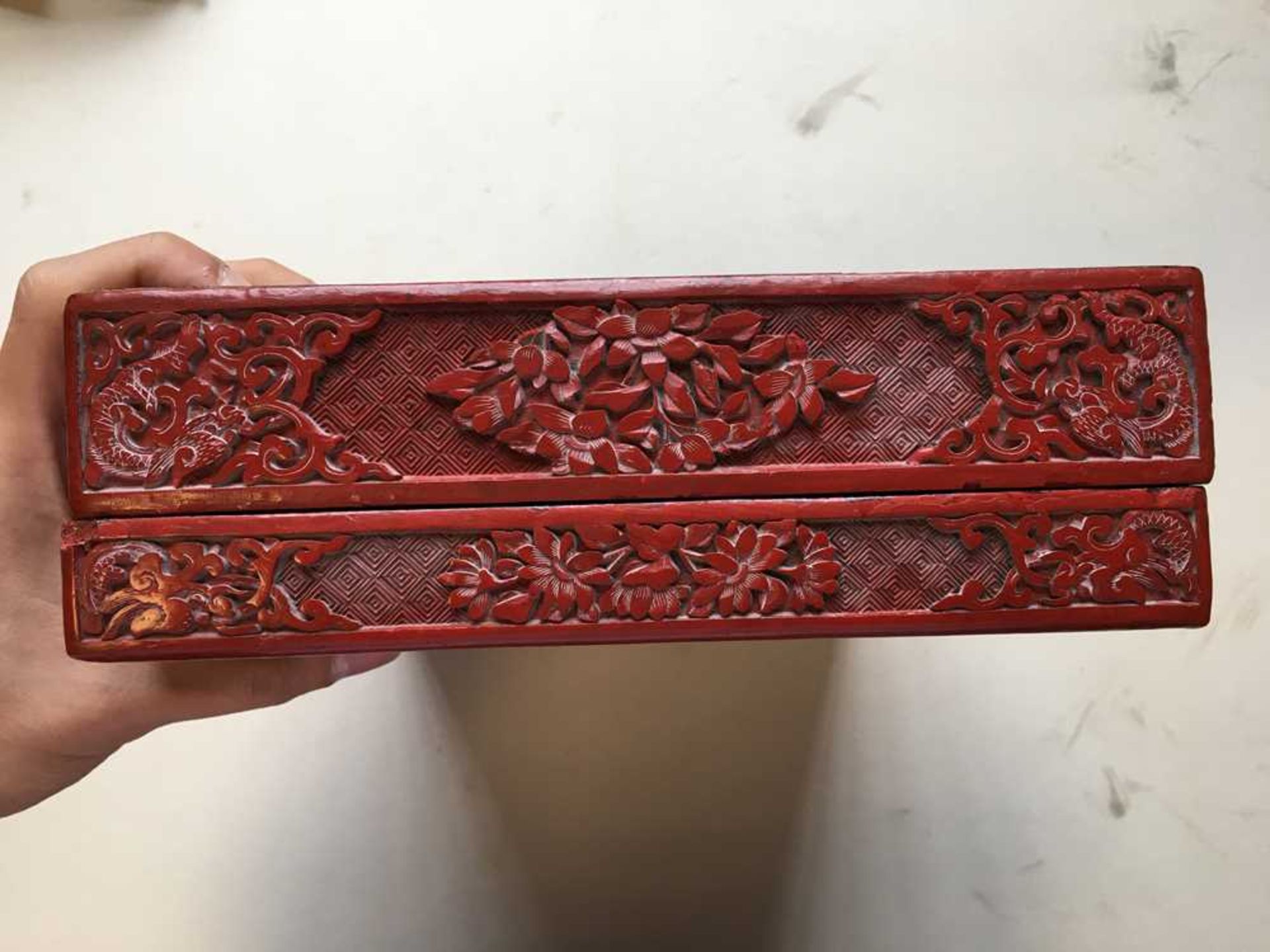 CARVED CINNABAR LACQUER RECTANGULAR BOX AND COVER QING DYNASTY, 19TH CENTURY - Image 8 of 16