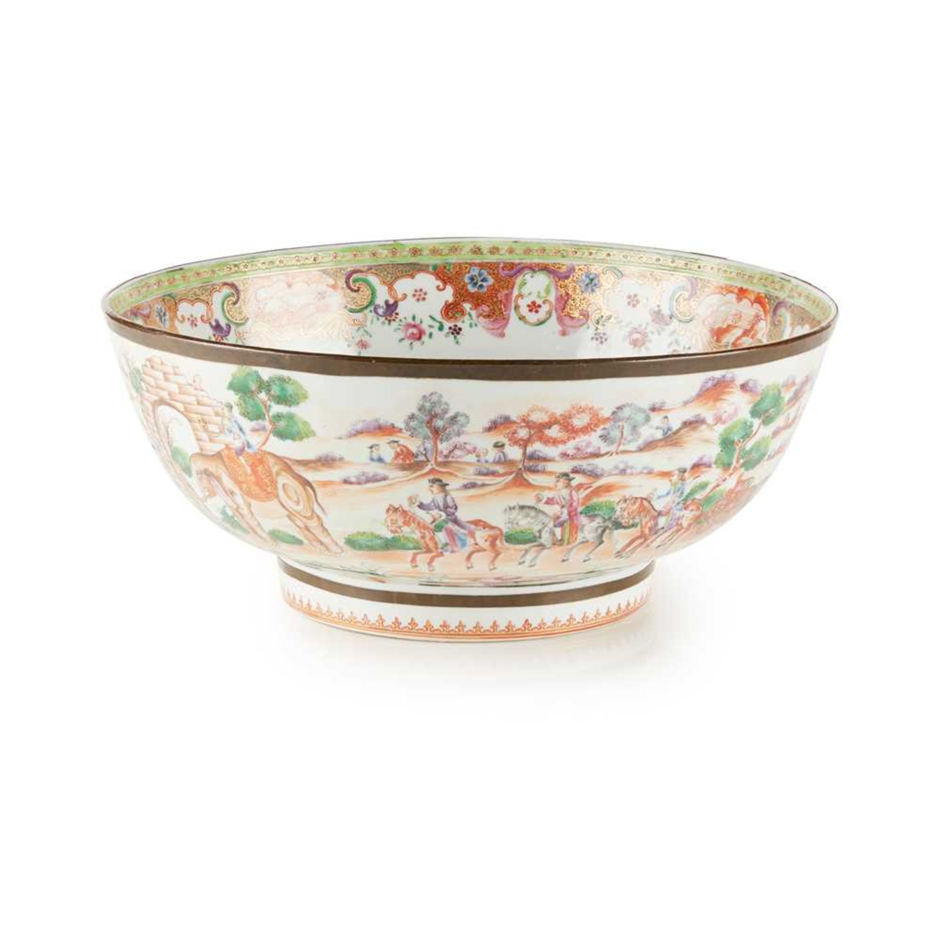 TWO CHINESE EXPORT PORCELAIN PUNCH BOWLS QING DYNASTY, LATE 18TH/19TH CENTURY