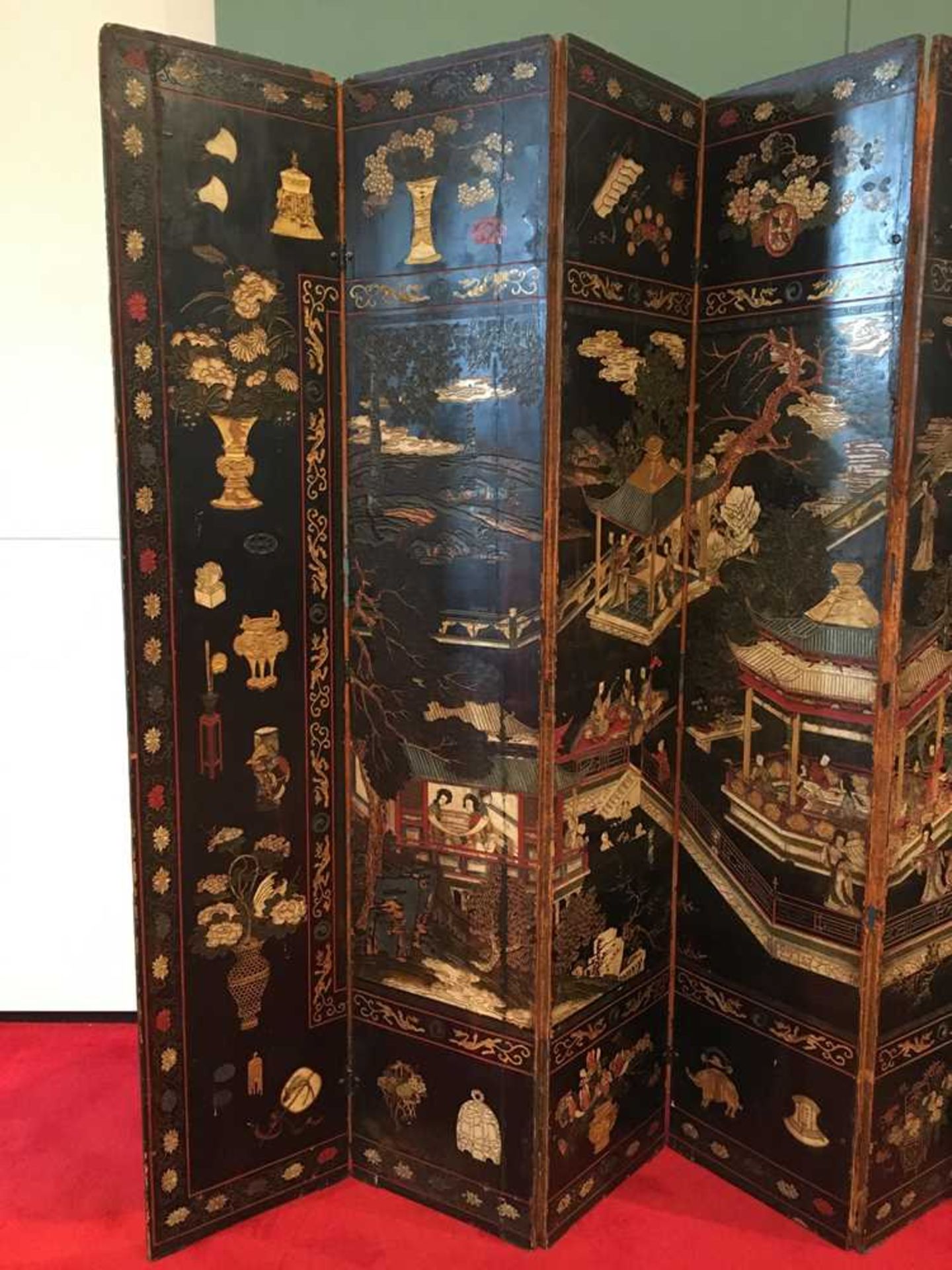 A CHINESE COROMANDEL BLACK LACQUER TWELVE-PANEL SCREEN QING DYNASTY, 18TH CENTURY - Image 23 of 72