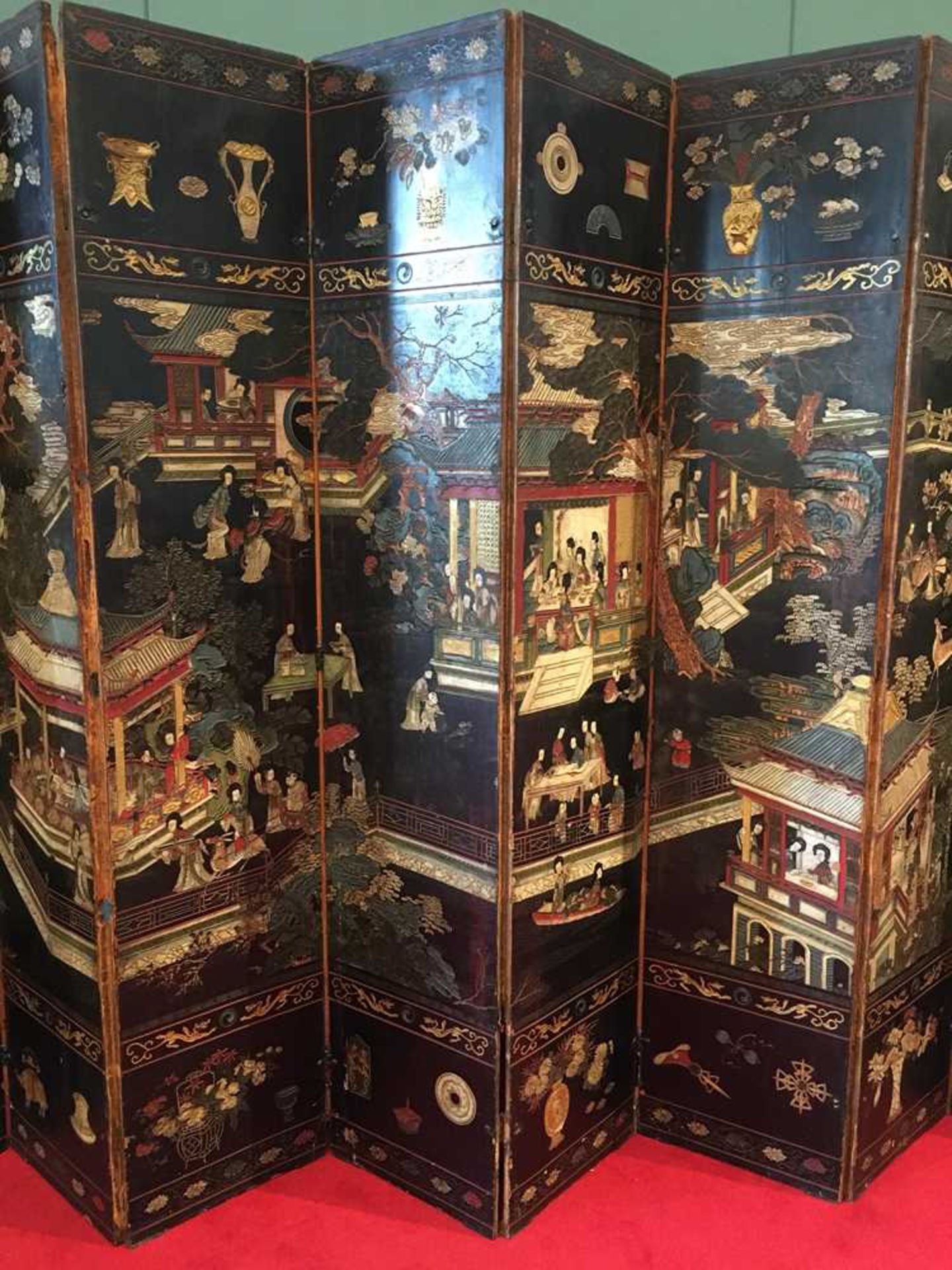 A CHINESE COROMANDEL BLACK LACQUER TWELVE-PANEL SCREEN QING DYNASTY, 18TH CENTURY - Image 5 of 72