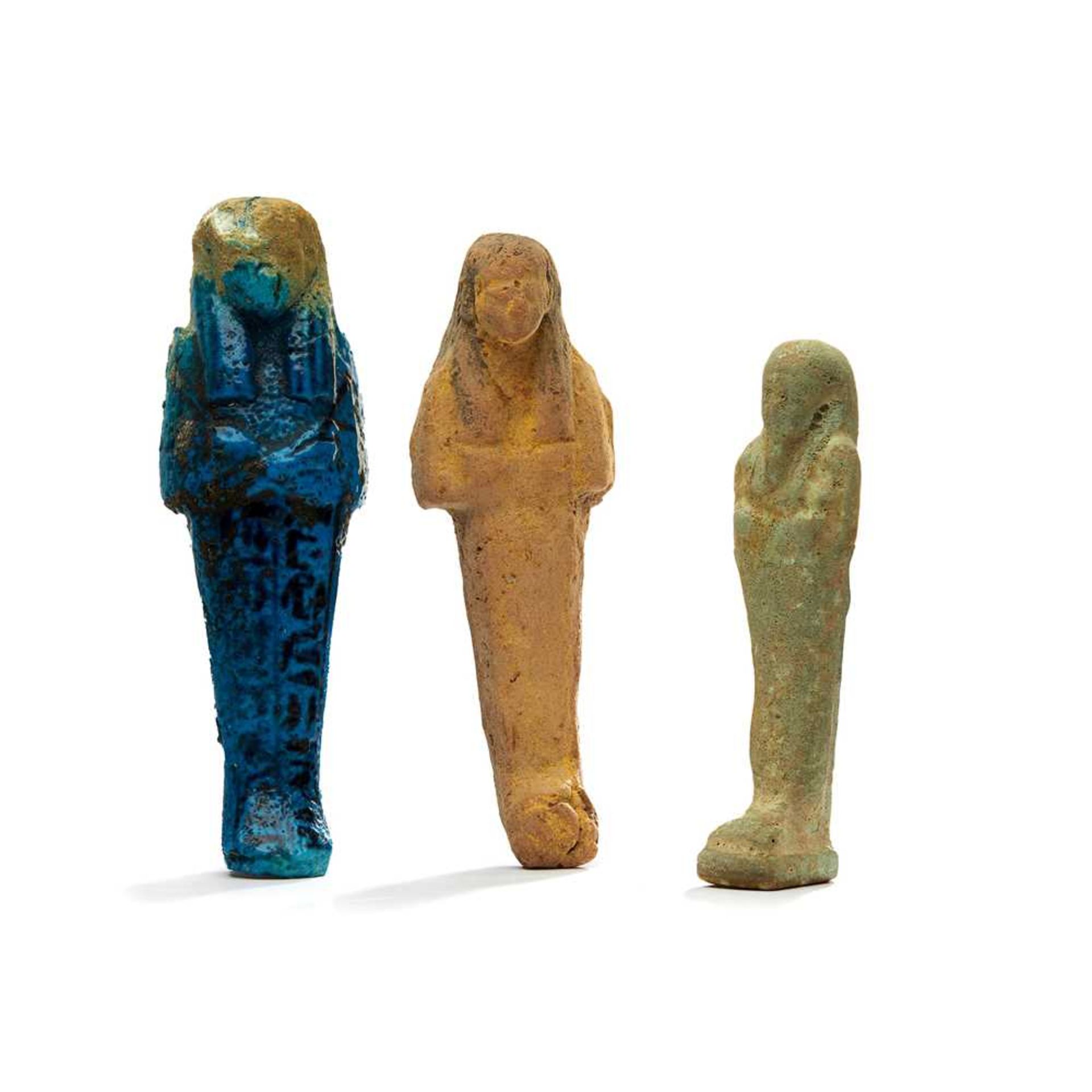 THREE ANCIENT EGYPTIAN USHABTIS 21ST-26TH DYNASTY