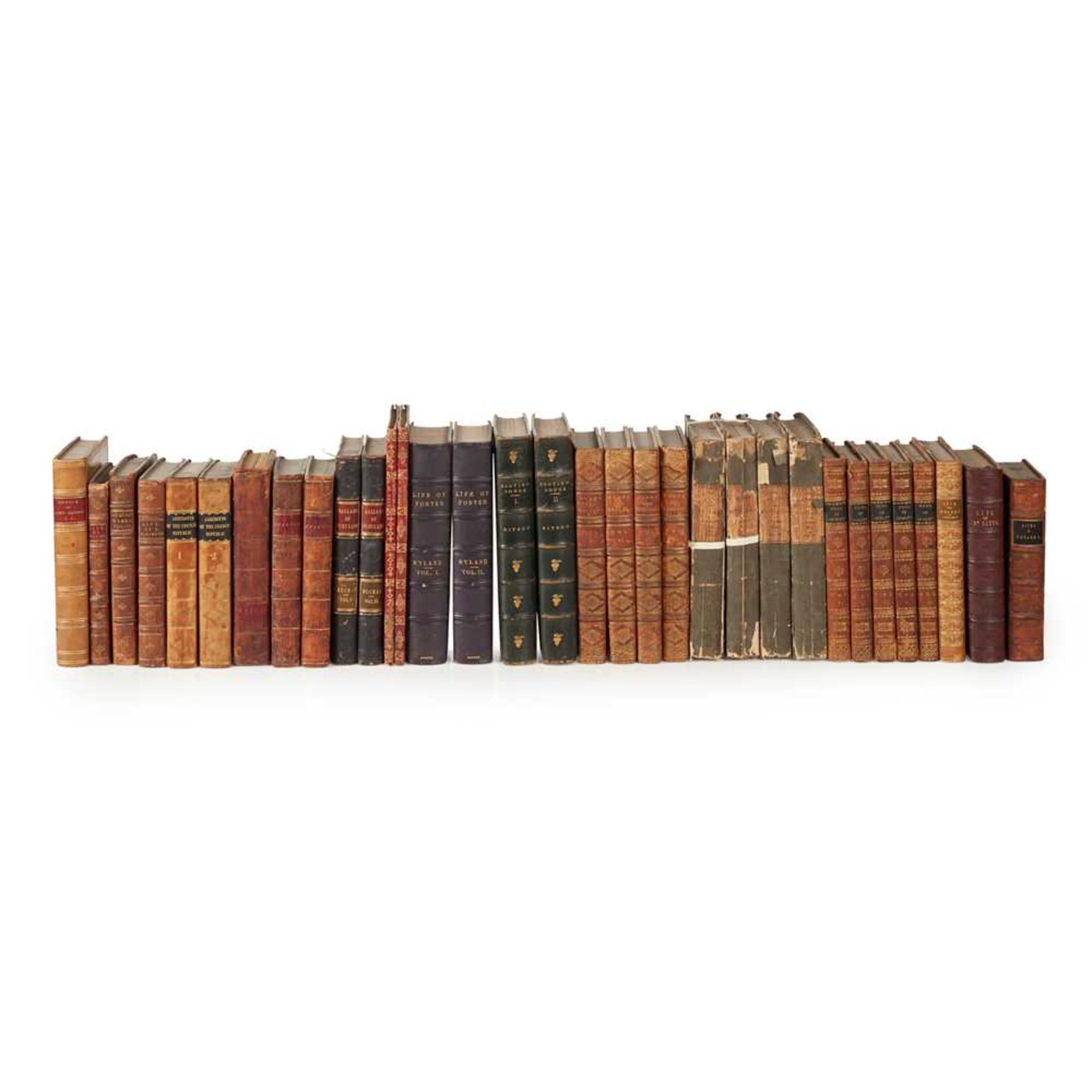 Leather bindings, a quantity including Scott, Walter