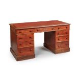 A VICTORIAN MAHOGANY PEDESTAL DESK MID/LATE 19TH CENTURY