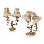 A PAIR OF ROCOCO STYLE GILT BRONZE CANDELABRA EARLY 19TH CENTURY