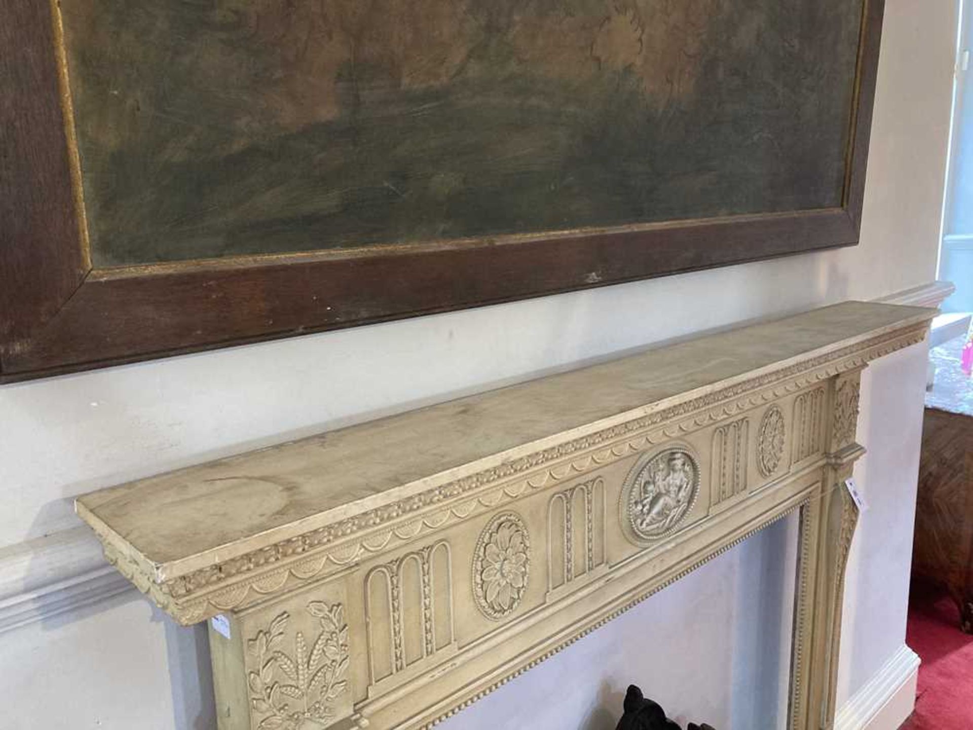 A LATE GEORGIAN PAINTED PINE AND GESSO FIRE SURROUND EARLY 19TH CENTURY - Image 7 of 10