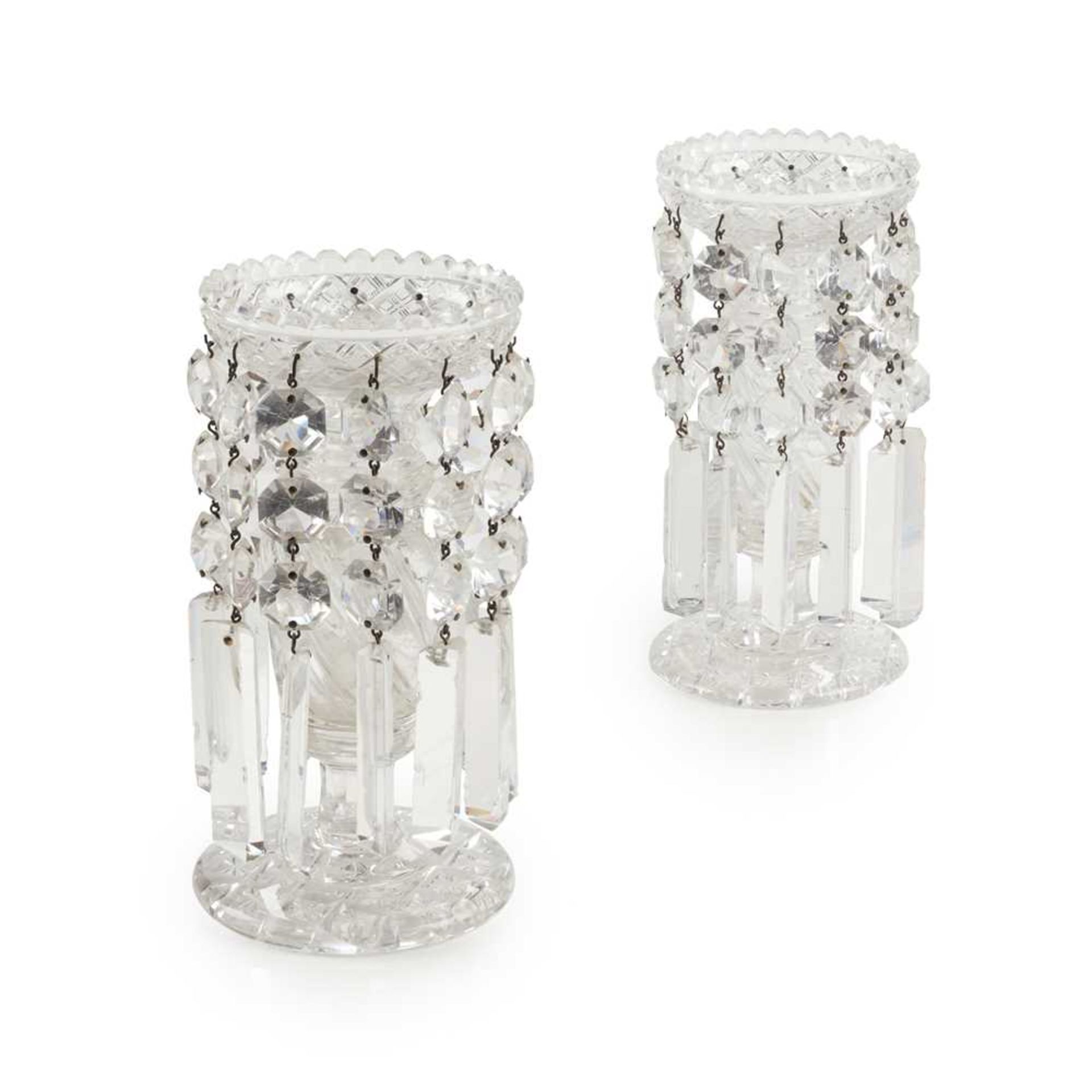 A PAIR OF CUT GLASS CANDLE LUSTRES 19TH CENTURY