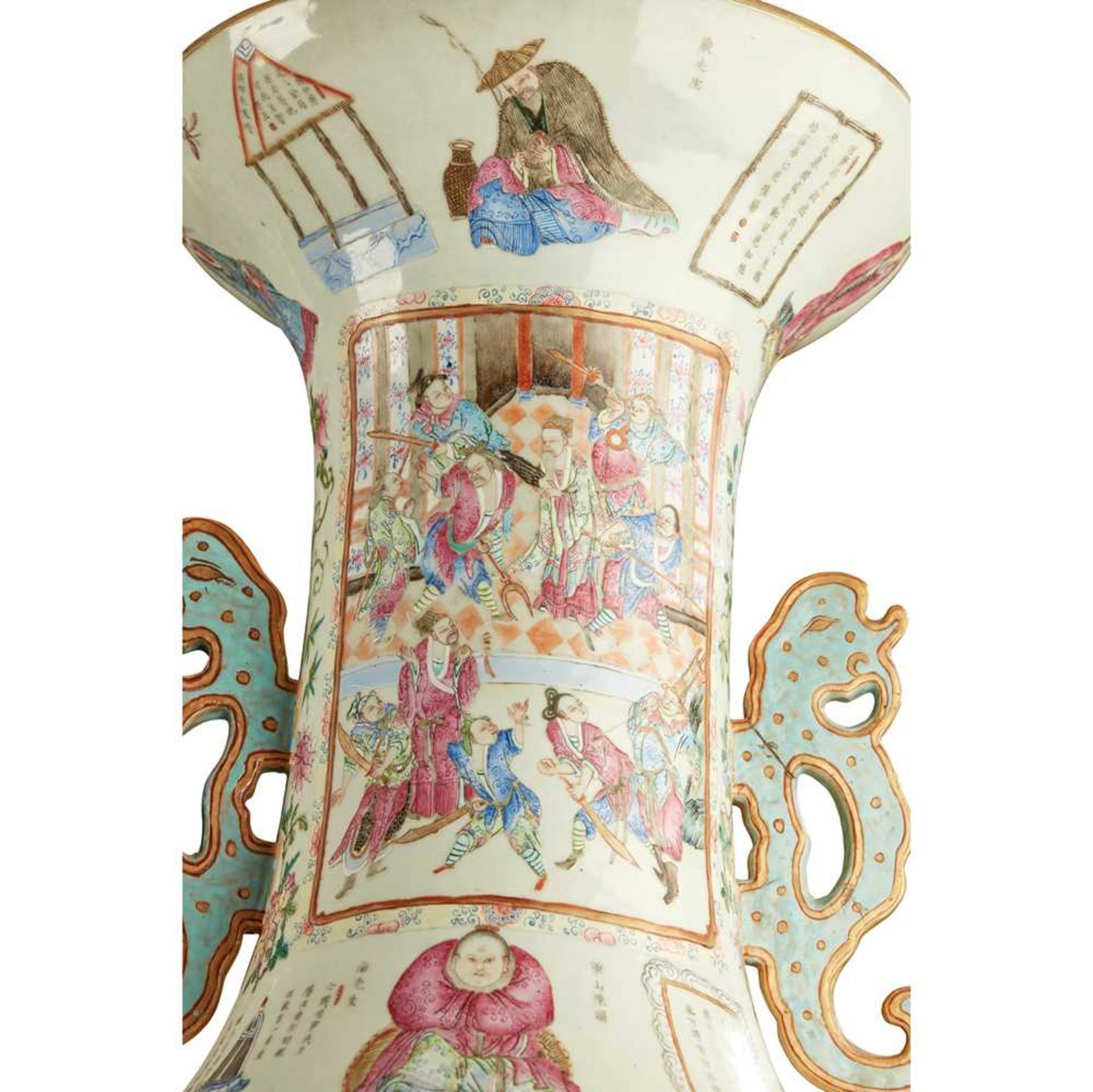 A PAIR OF MONUMENTAL CANTONESE FAMILLE ROSE PORCELAIN FLOOR VASES QING DYNASTY, EARLY 19TH CENTURY - Image 8 of 78