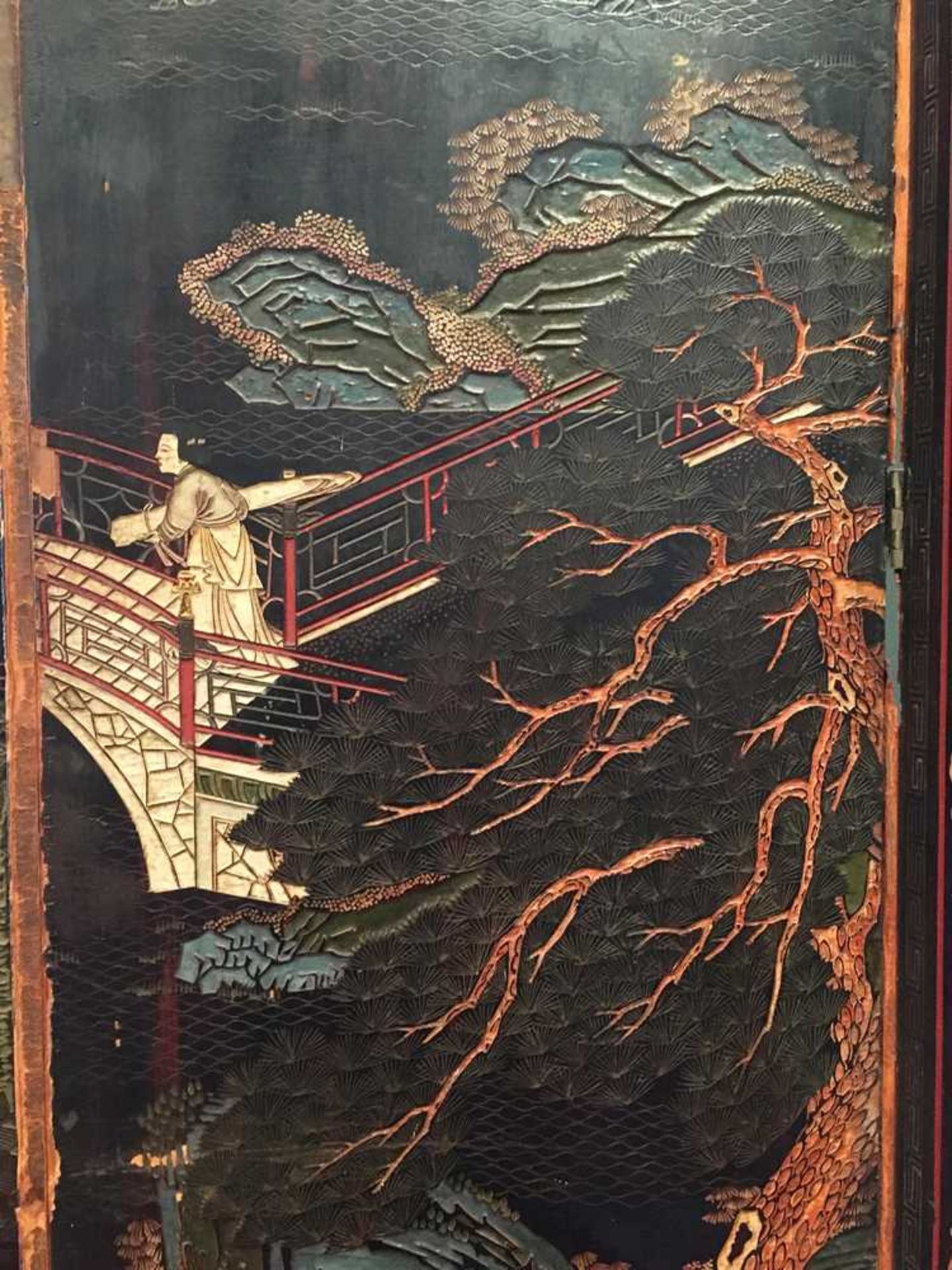 A CHINESE COROMANDEL BLACK LACQUER TWELVE-PANEL SCREEN QING DYNASTY, 18TH CENTURY - Image 46 of 72