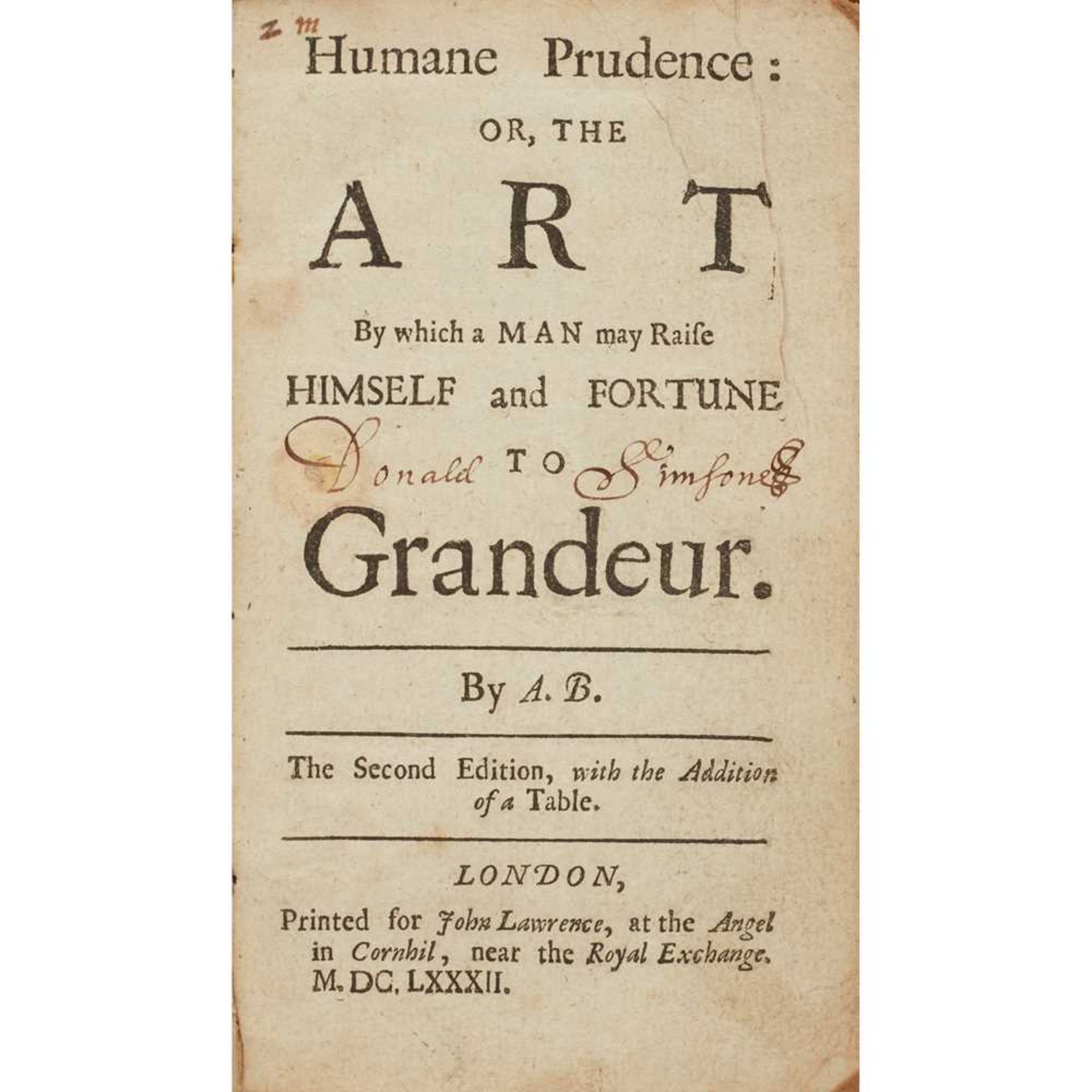 Pitaine, William de. B Humane Prudence: or, The Art by which a Man may Raise Himself and Fortune to