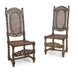 A PAIR OF CHARLES II STAINED AND EBONISED BEECH CHAIRS LATE 17TH CENTURY