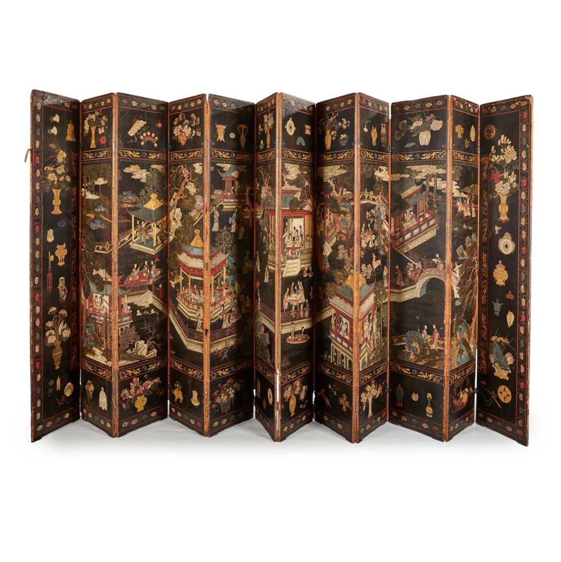 A CHINESE COROMANDEL BLACK LACQUER TWELVE-PANEL SCREEN QING DYNASTY, 18TH CENTURY - Image 2 of 72