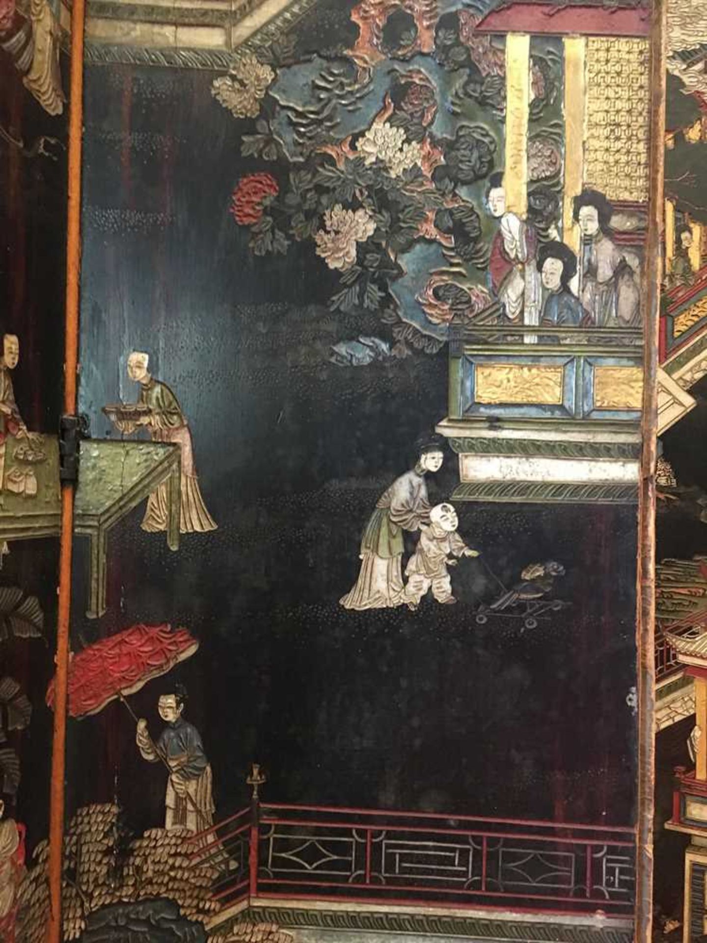 A CHINESE COROMANDEL BLACK LACQUER TWELVE-PANEL SCREEN QING DYNASTY, 18TH CENTURY - Image 34 of 72