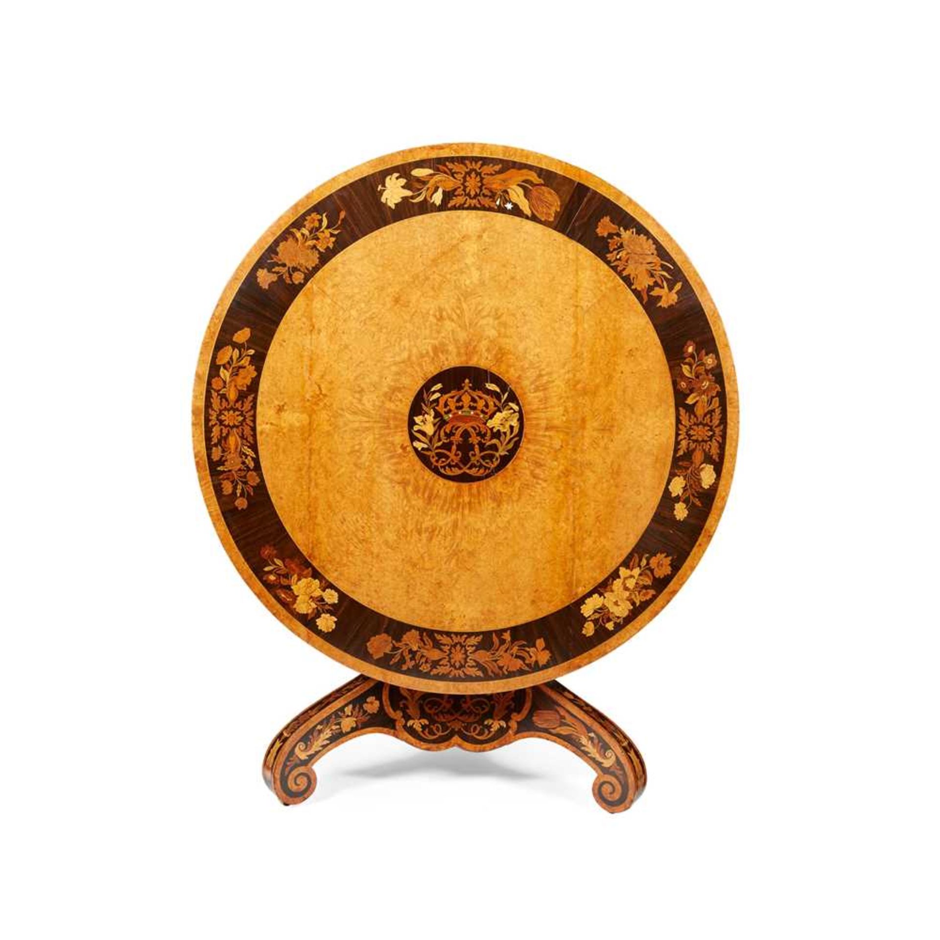 KING LOUIS-PHILIPPE'S AMBOYNA, WALNUT, IVORY AND EBONY MARQUETRY CENTRE TABLE, ATTRIBUTED TO GEORGE