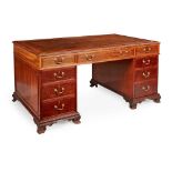 A GEORGIAN REVIVAL MAHOGANY PEDESTAL DESK, STAMPED M. WILLSON, LONDON MID 19TH CENTURY