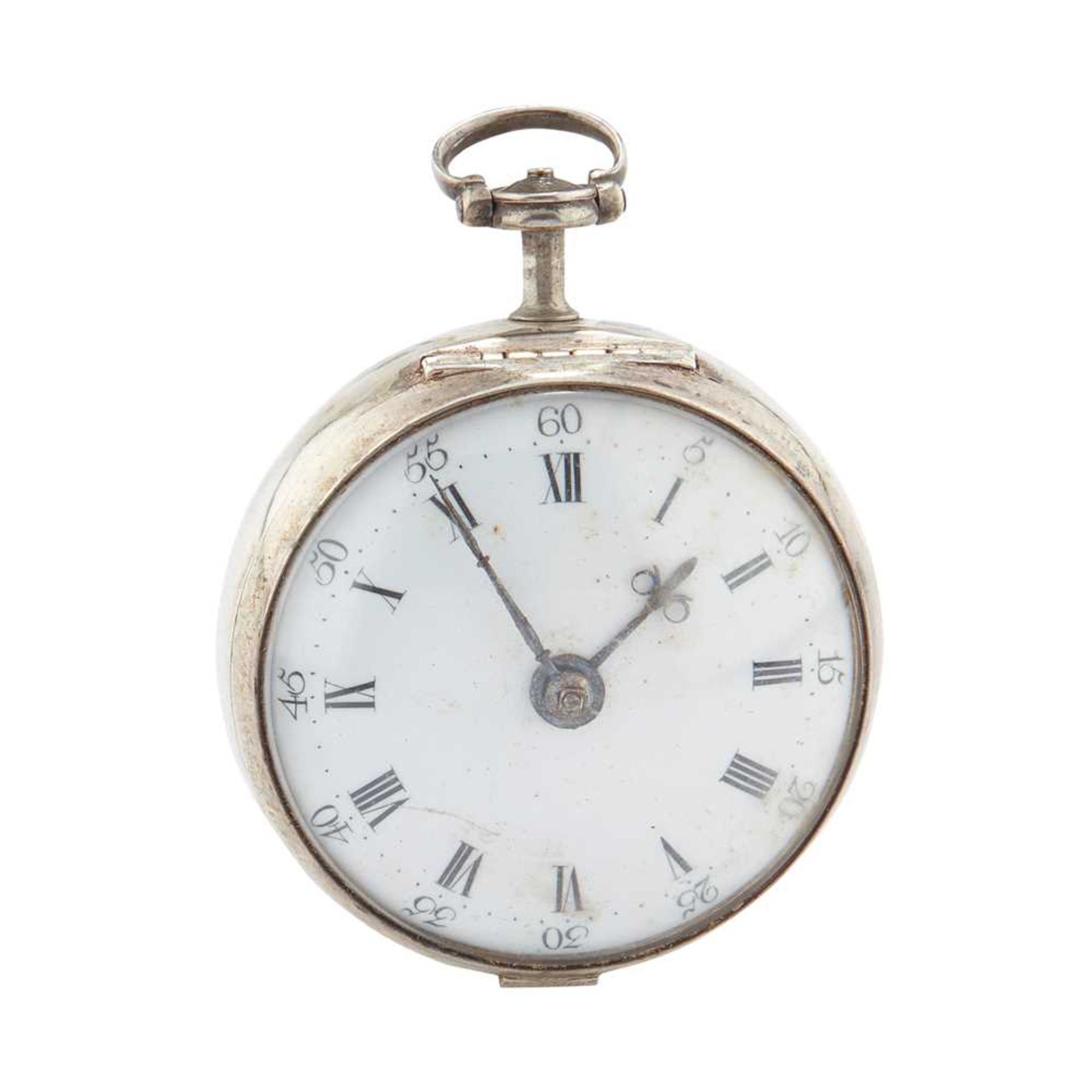 A LATE 18TH CENTURY SILVER PAIR CASED VERGE POCKET WATCH J. LYNDER, LONDON CIRCA 1781 - Image 2 of 3