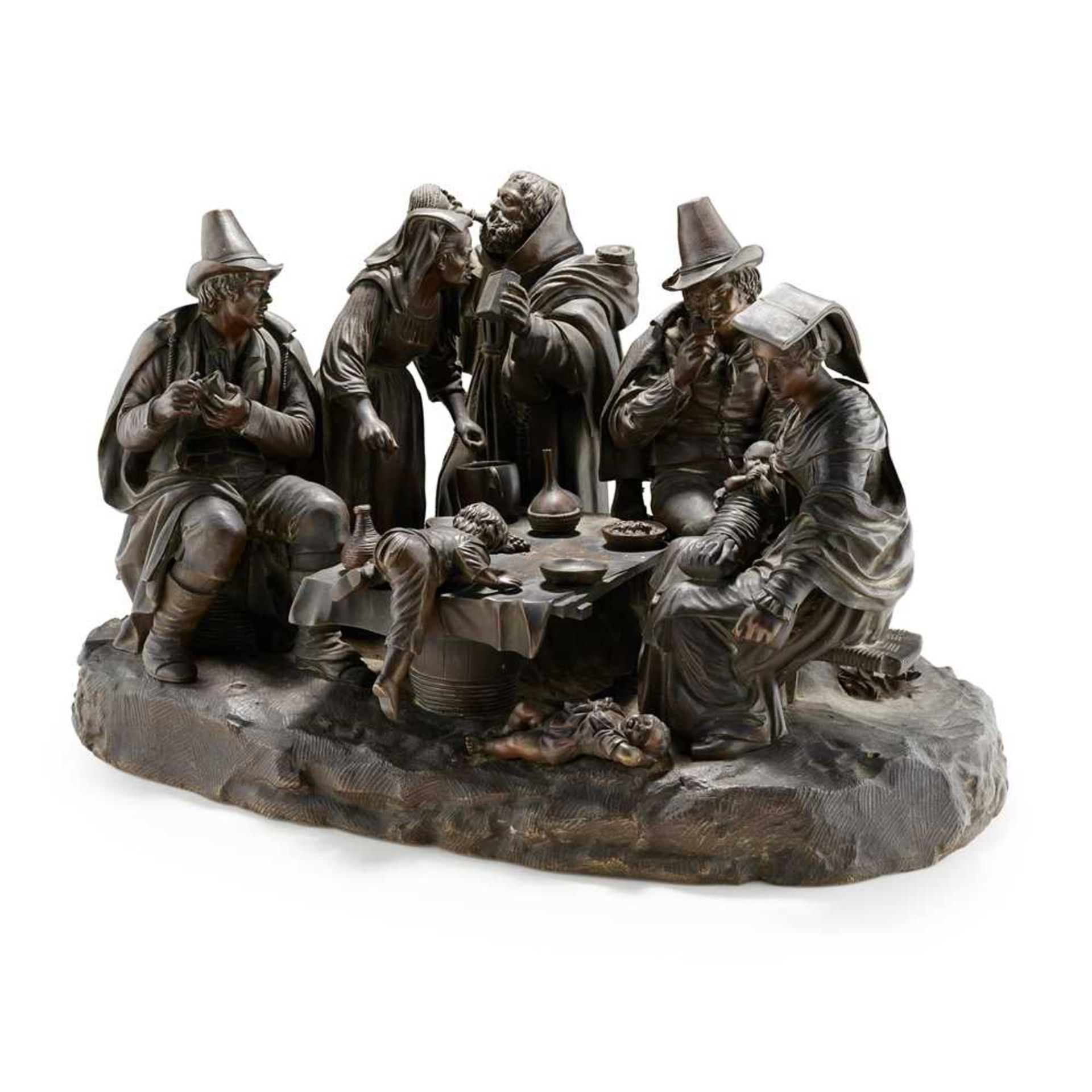 A LARGE CONTINENTAL BRONZE GENRE SCENE FIGURE GROUP 19TH CENTURY - Image 2 of 27