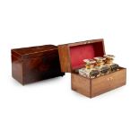 A VICTORIAN ROSEWOOD AND INLAID TEA CADDY MID/LATE 19TH CENTURY