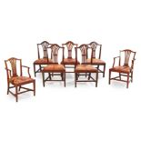 A SET OF FIVE GEORGIAN STYLE MAHOGANY DINING CHAIRS 19TH CENTURY