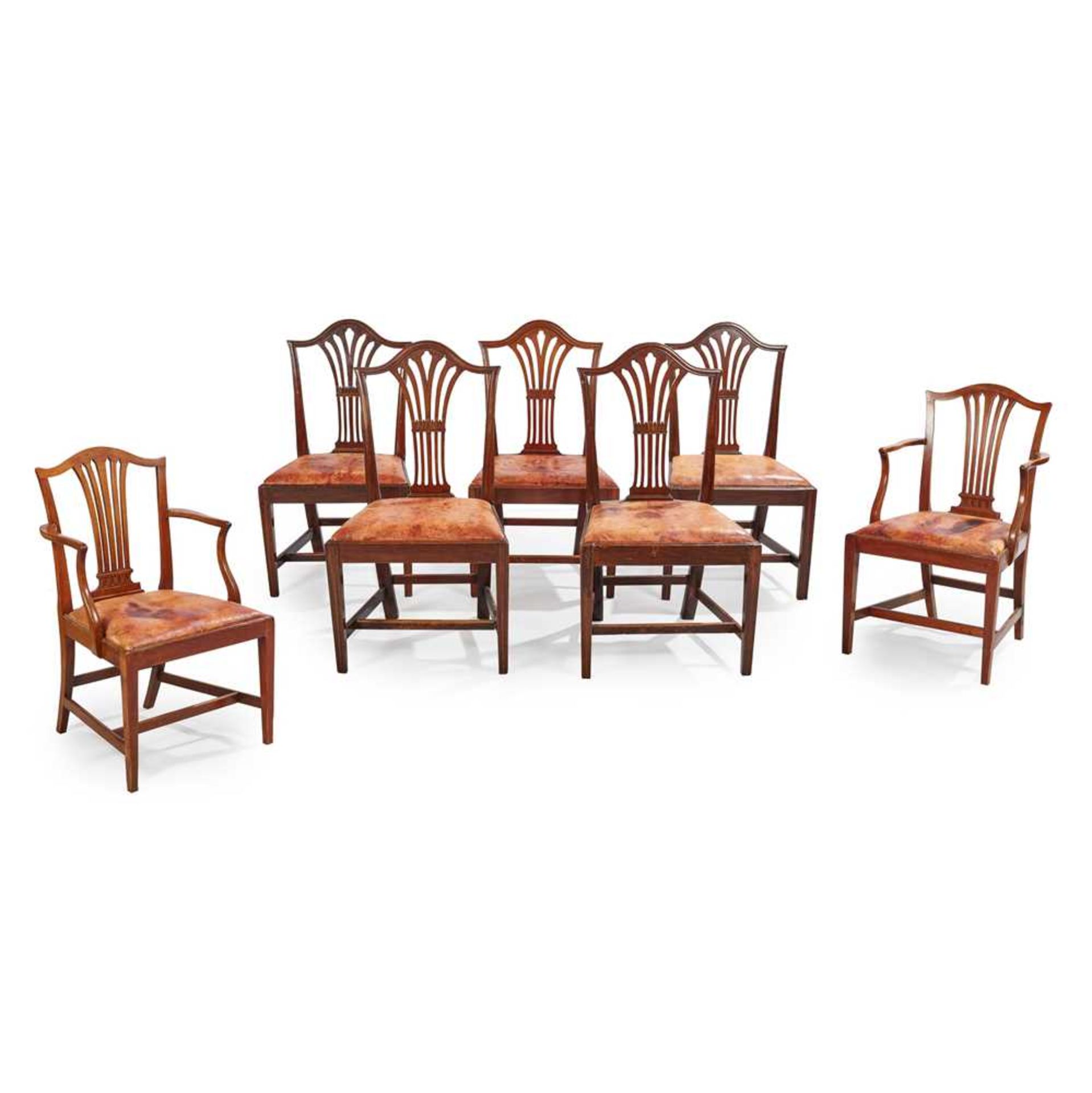 A SET OF FIVE GEORGIAN STYLE MAHOGANY DINING CHAIRS 19TH CENTURY