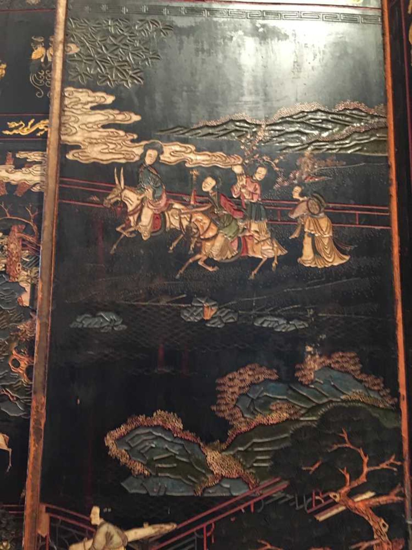 A CHINESE COROMANDEL BLACK LACQUER TWELVE-PANEL SCREEN QING DYNASTY, 18TH CENTURY - Image 45 of 72