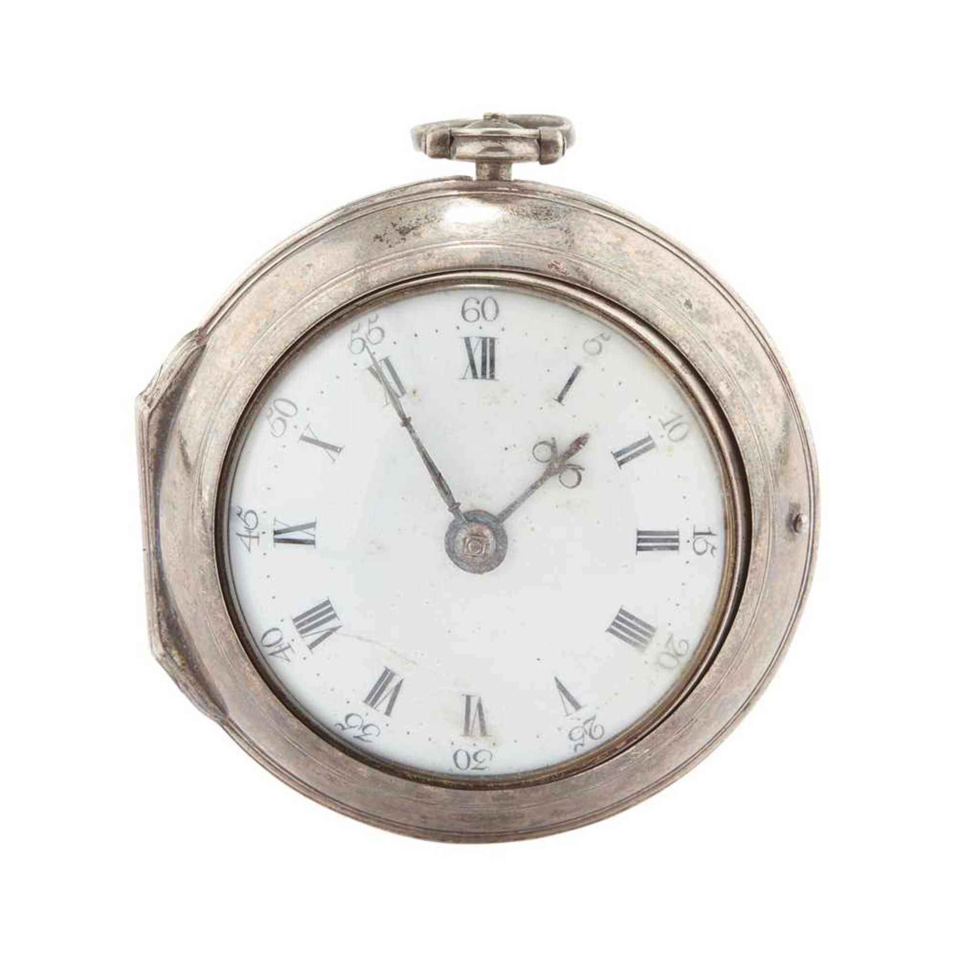 A LATE 18TH CENTURY SILVER PAIR CASED VERGE POCKET WATCH J. LYNDER, LONDON CIRCA 1781
