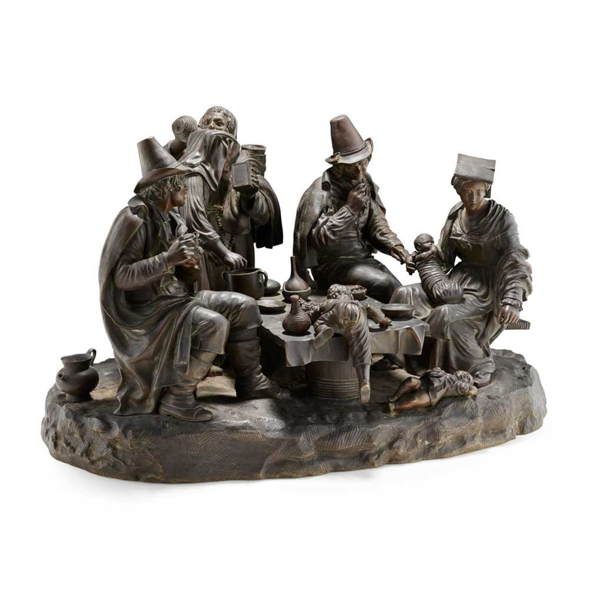 A LARGE CONTINENTAL BRONZE GENRE SCENE FIGURE GROUP 19TH CENTURY - Image 3 of 27