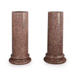 A PAIR OF PINK SCAGLIOLA PEDESTAL COLUMNS MID 19TH CENTURY