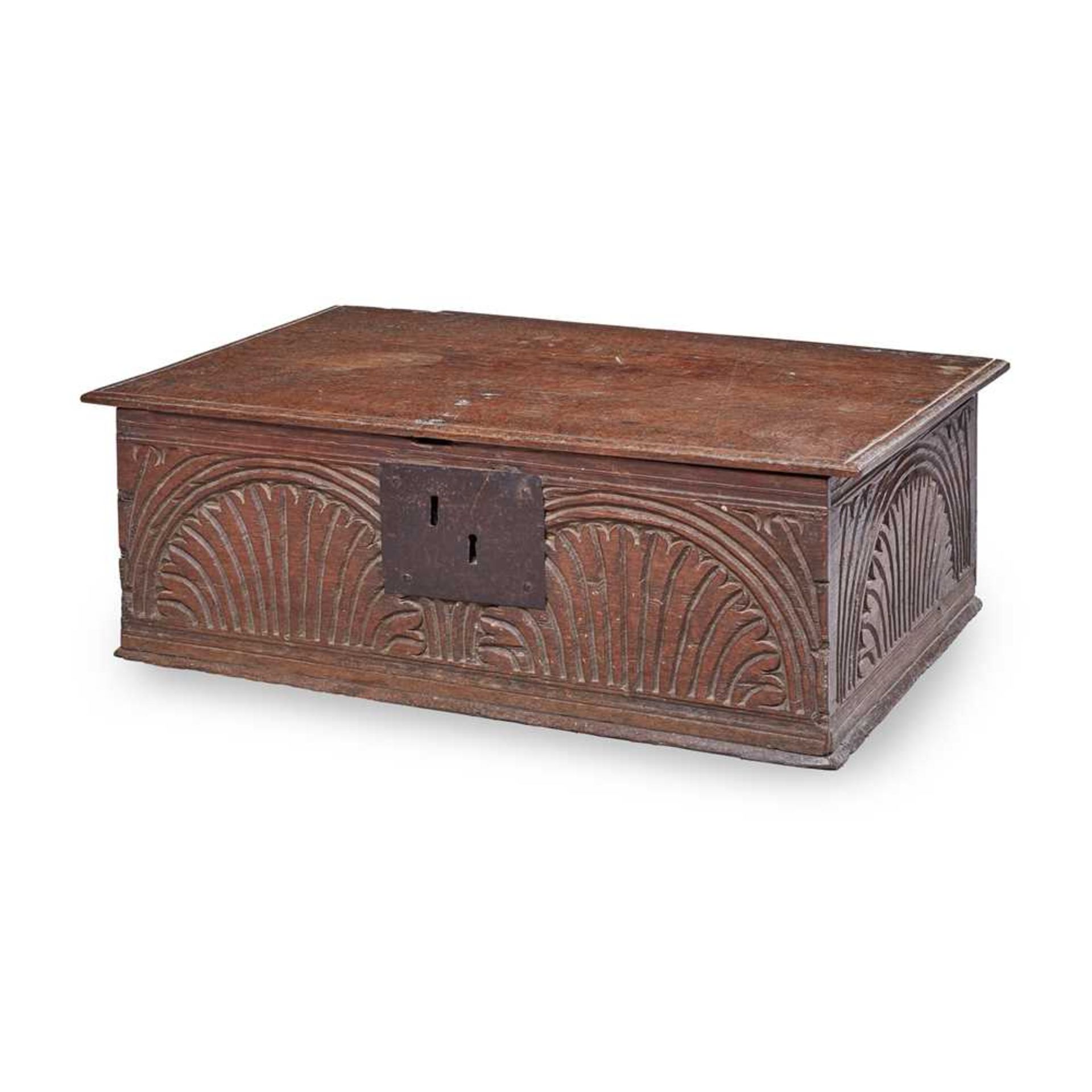 AN OAK BIBLE BOX EARLY LATE 17TH/ EARLY 18TH CENTURY