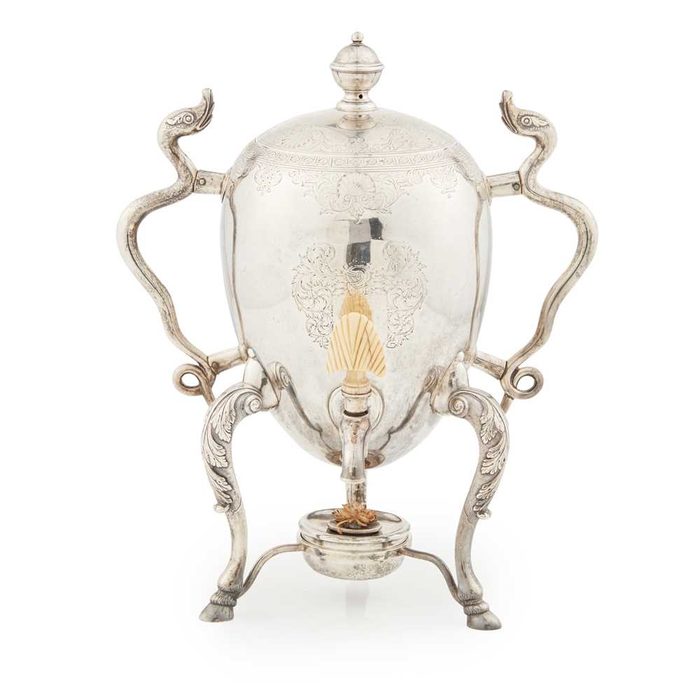 A RARE SCOTTISH GEORGE II COFFEE URN ATTRIBUTED TO JAMES KERR, EDINBURGH, CIRCA 1730