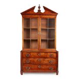 A DUTCH MAHOGANY BOOKCASE ON CHEST LATE 18TH CENTURY