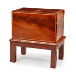 A LATE VICTORIAN MAHOGANY AND SATINWOOD CROSSBANDED CELLARETTE LATE 19TH CENTURY