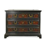 A FLEMISH EBONISED AND MARQUETRY SECRETAIRE CHEST 18TH CENTURY