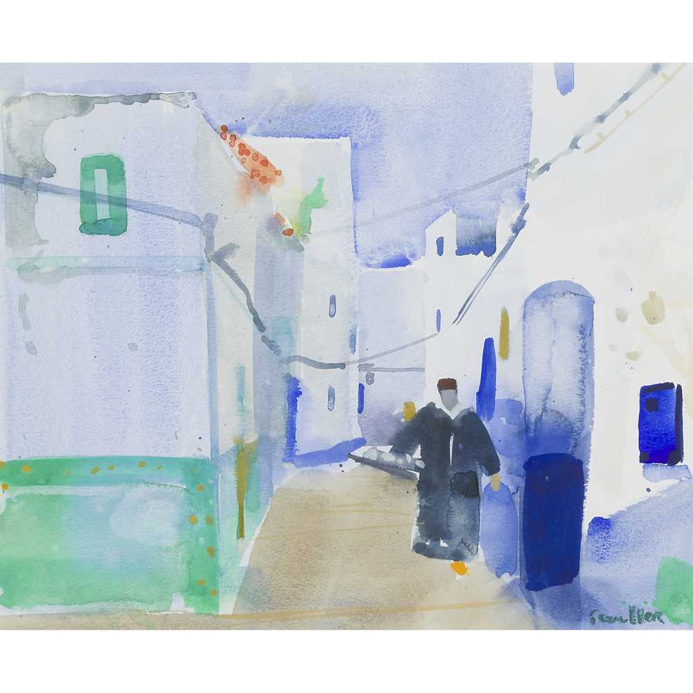 GLEN SCOULLER R.S.W., R.G.I. (SCOTTISH 1950-) BLUE STREET, ASILAH