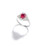 A ruby and diamond cluster ring