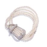 A cultured pearl and diamond bracelet, by Tiffany & Co.