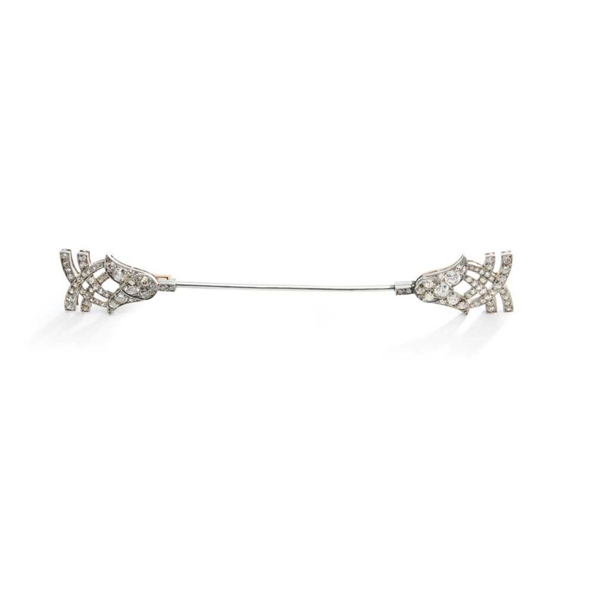 An Art Deco diamond-set platinum jabot pin, circa 1925 - Image 2 of 2