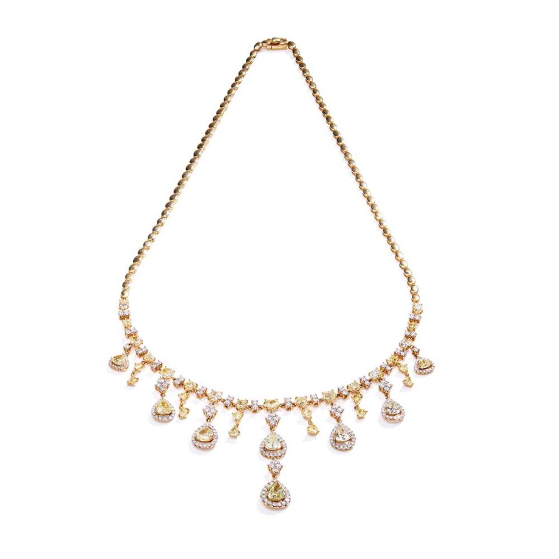 A diamond and coloured diamond fringe necklace - Image 2 of 2