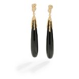 A pair of onyx and diamond earrings