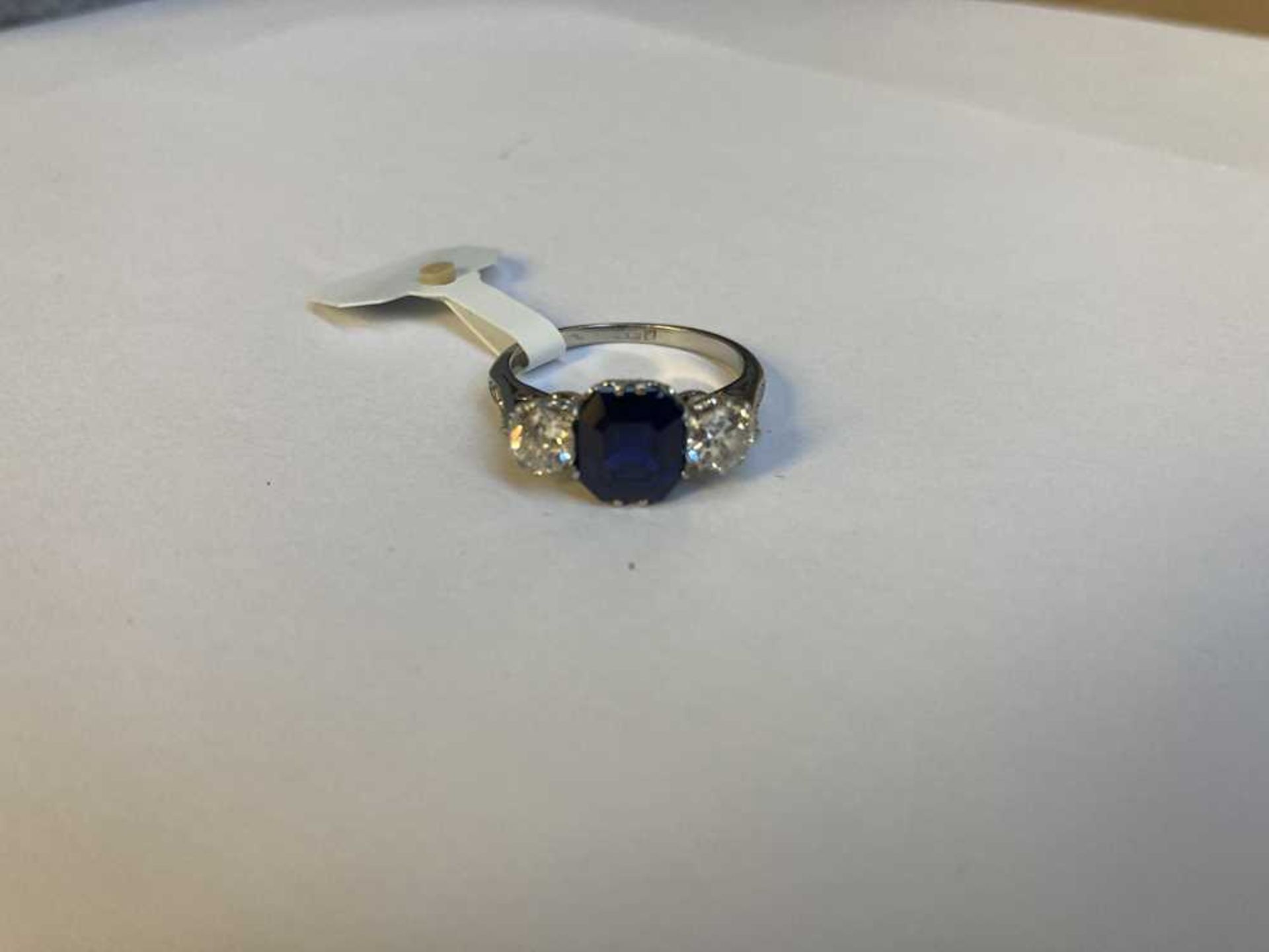 A sapphire and diamond three-stone ring - Image 2 of 2