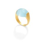 An aquamarine single-stone ring