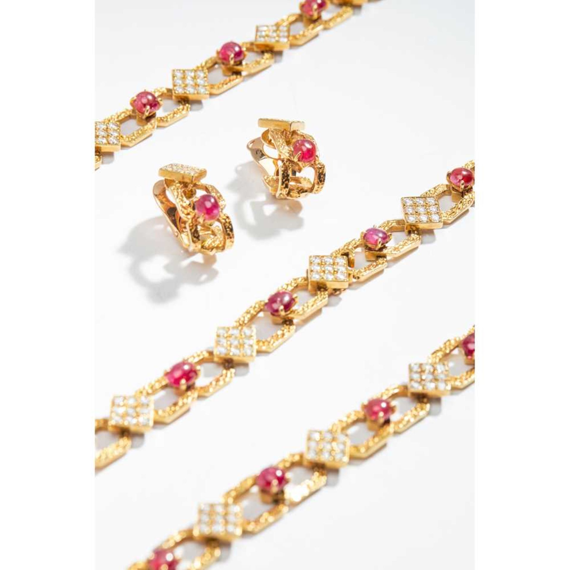 A ruby and diamond-set necklace, bracelet and pair of earrings, by M. Gerard, 1970s - Image 8 of 8