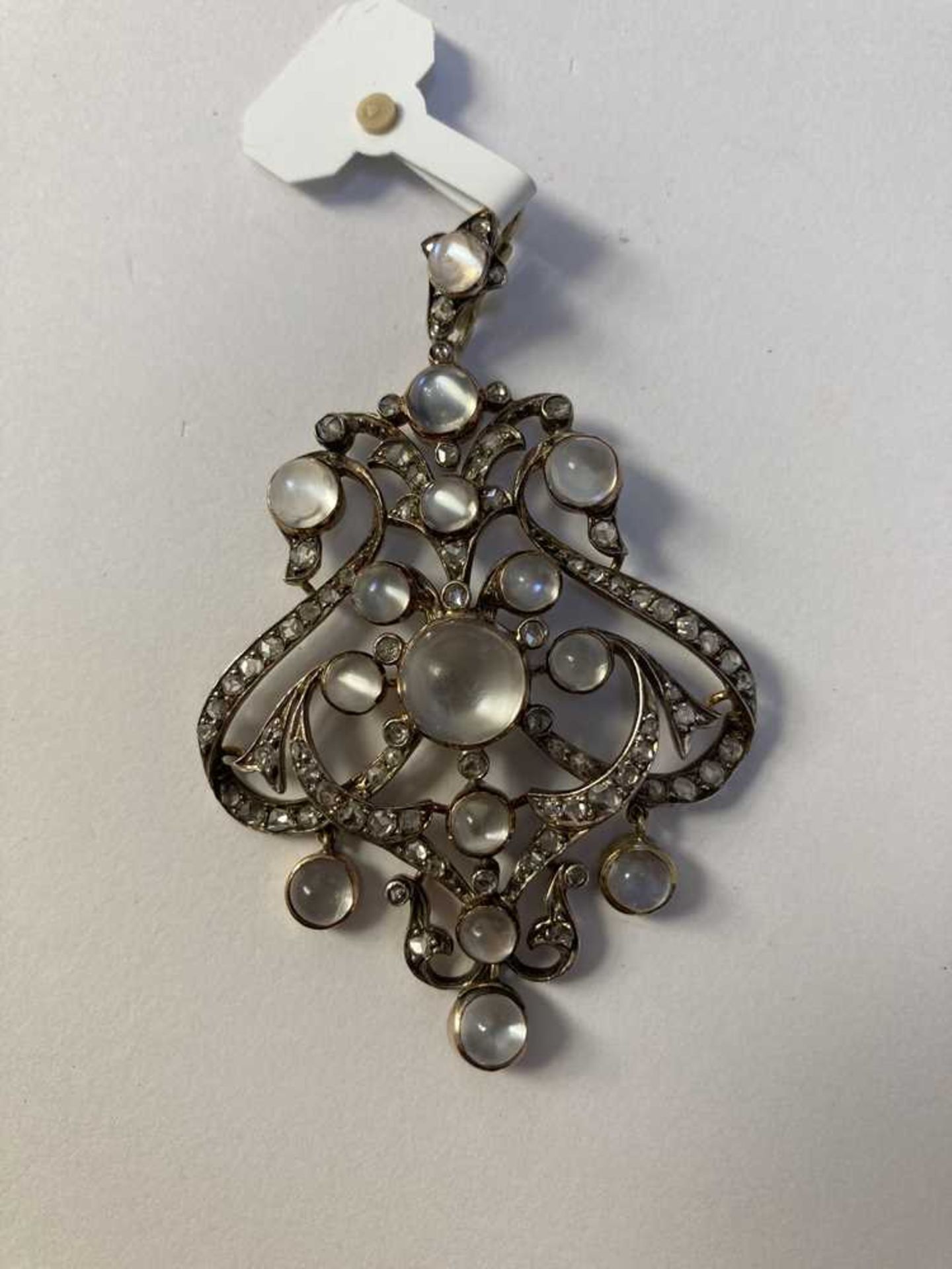 A late 19th century moonstone and diamond pendant - Image 3 of 3