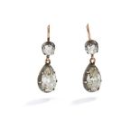 A pair of mid 19th century diamond earrings