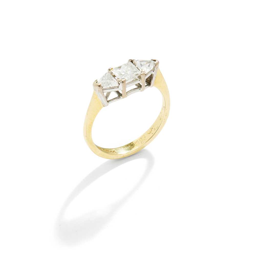 A diamond three-stone ring