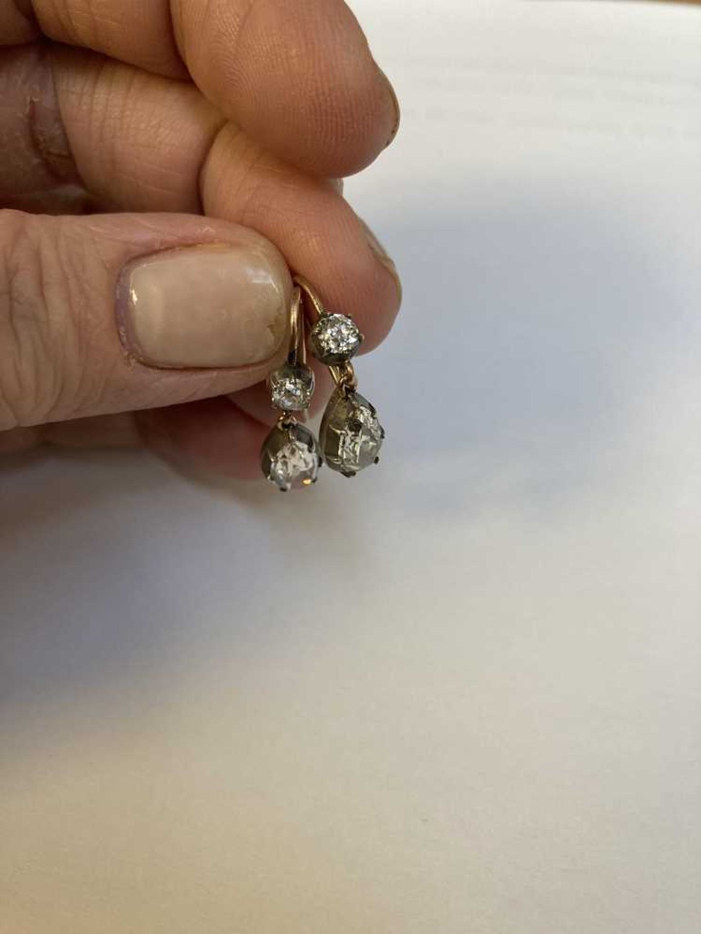 A pair of mid 19th century diamond earrings - Image 3 of 4