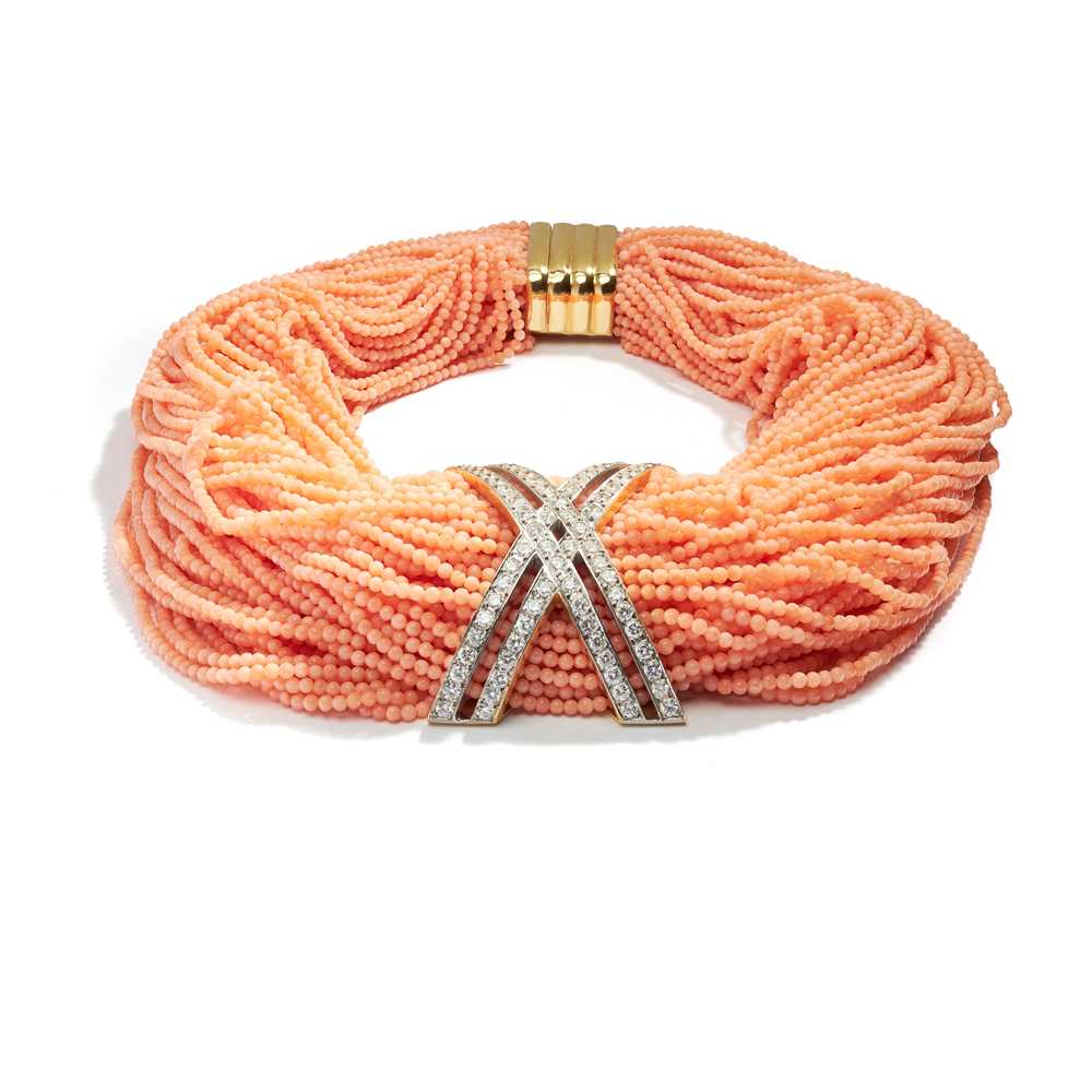 A coral and diamond-set necklace - Image 2 of 3