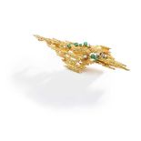 An emerald and diamond 'Textured Wire' brooch, by Andrew Grima, 1963