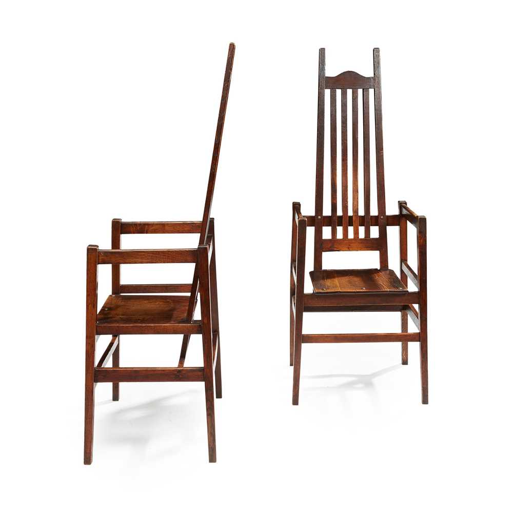 AFTER C. F. A. VOYSEY PAIR OF ARTS & CRAFTS ARMCHAIRS, CIRCA 1910