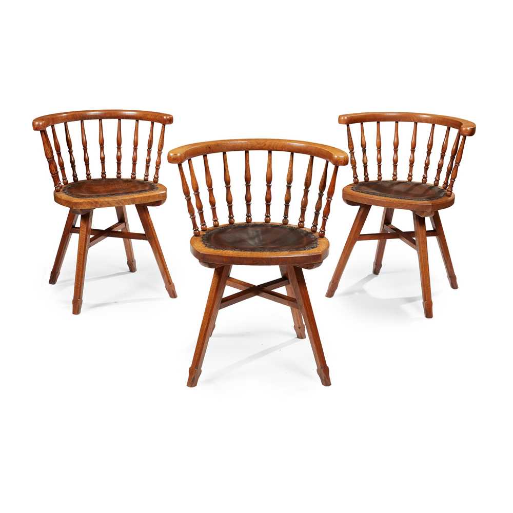 ARTHUR ROMNEY GREEN (1872-1945) GROUP OF THREE ARTS & CRAFTS TUB ARMCHAIRS, CIRCA 1920